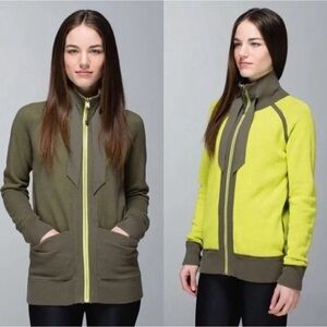 Lululemon Post Savasana Fatigue Green Antidote Reversible Knit Zip up jacket